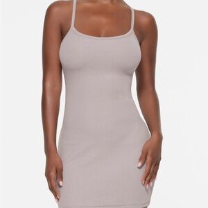 SKIMS COTTON RIB MINI CAMI DRESS | 
OYSTER / SMALL / NEW WITH TAGS